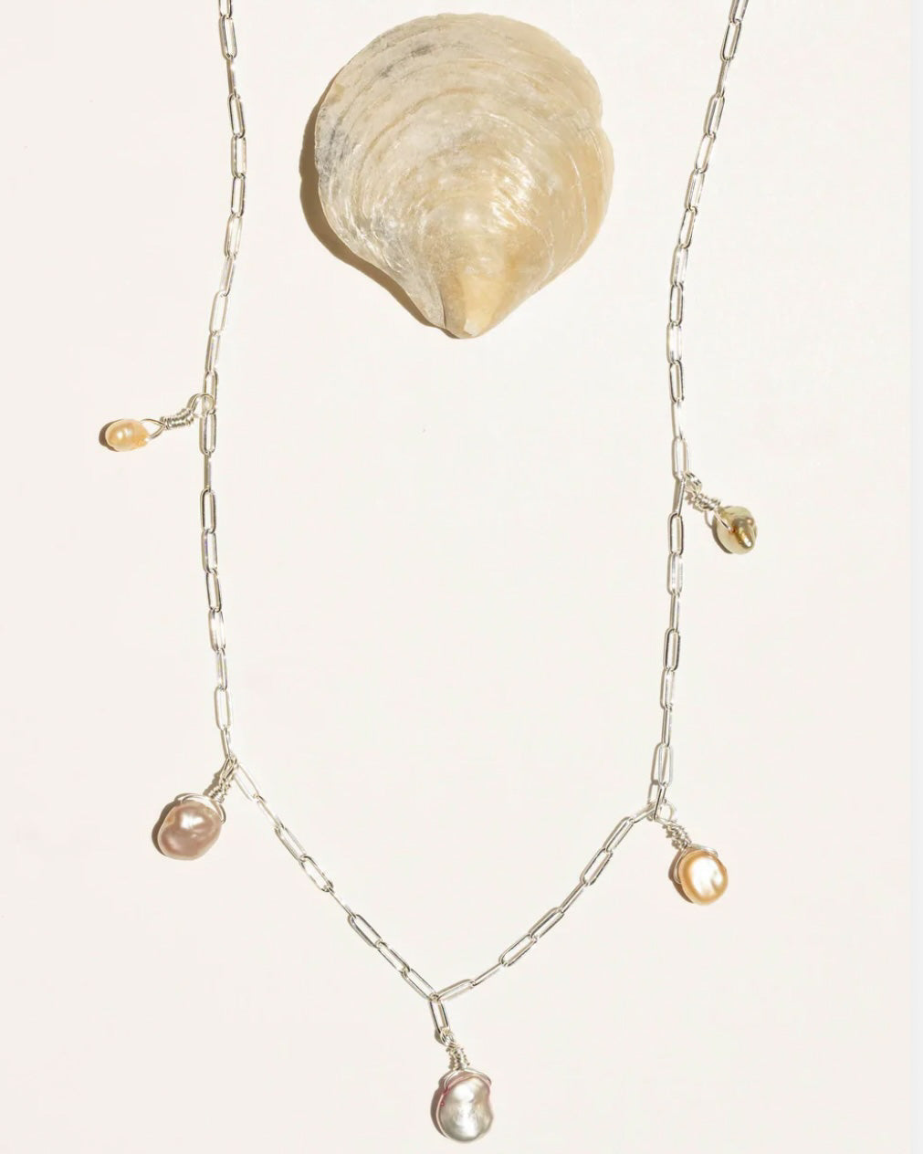 keshi necklace — silver + gold