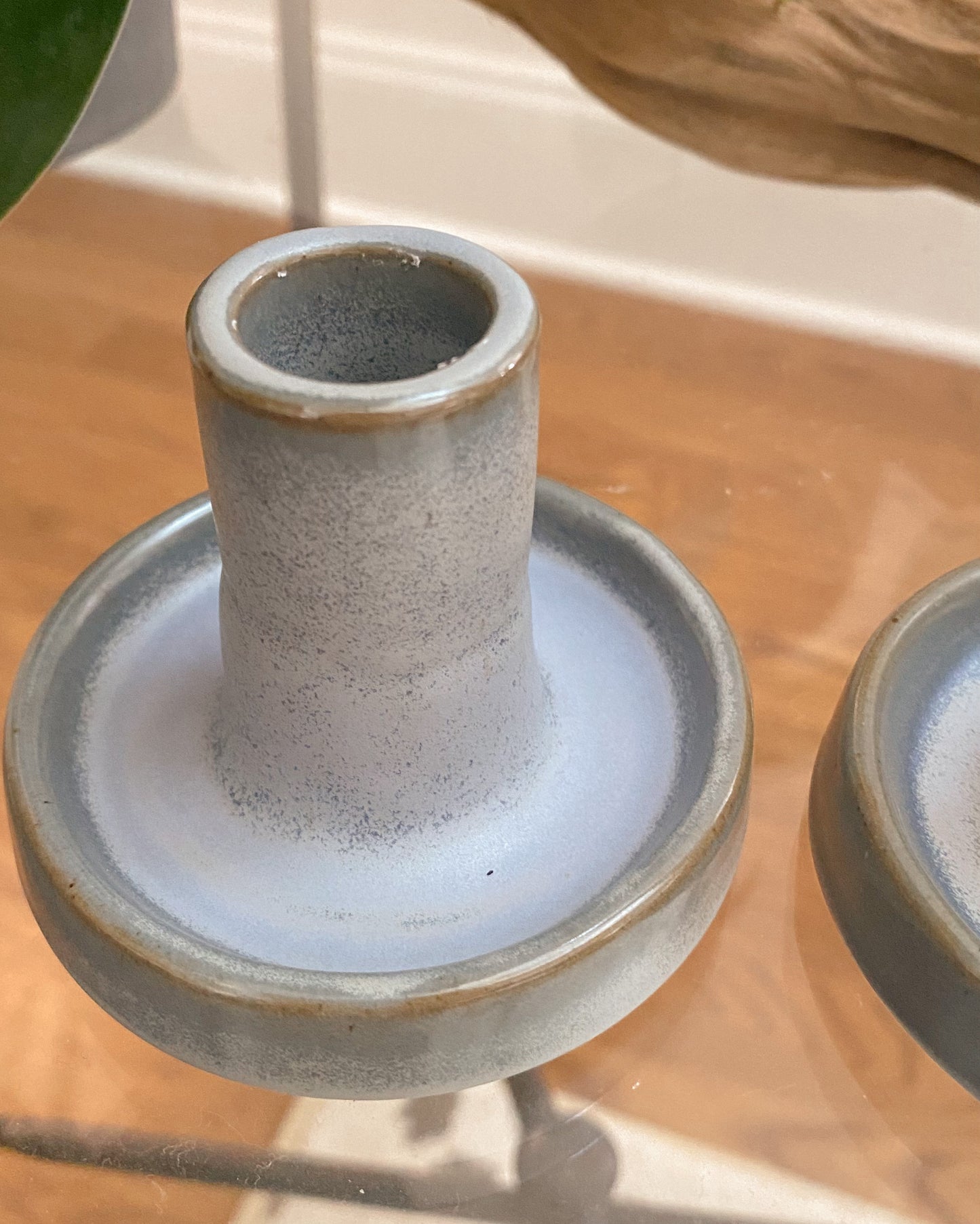 stoneware taper candle holders (set of 2)