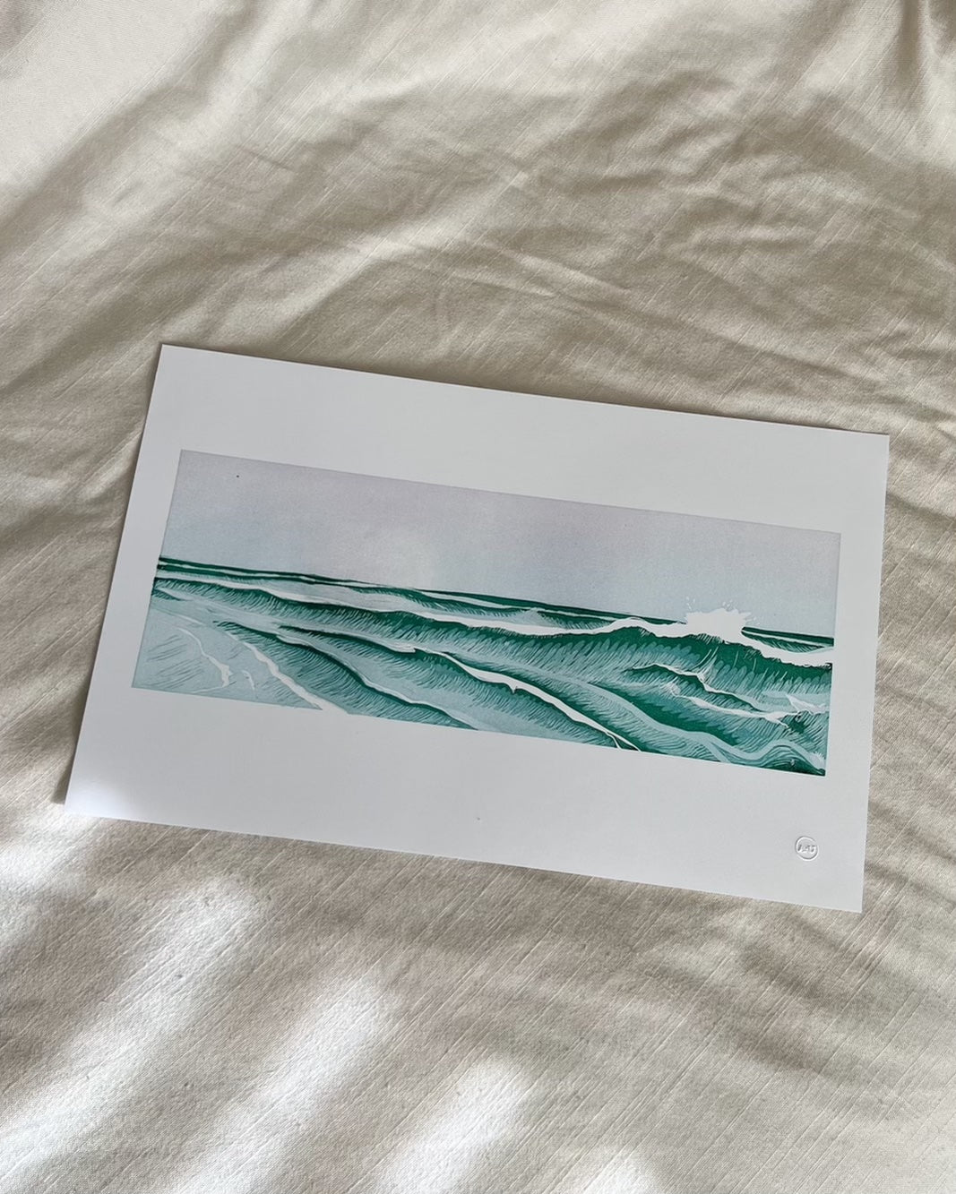 ocean wave letterpress art print