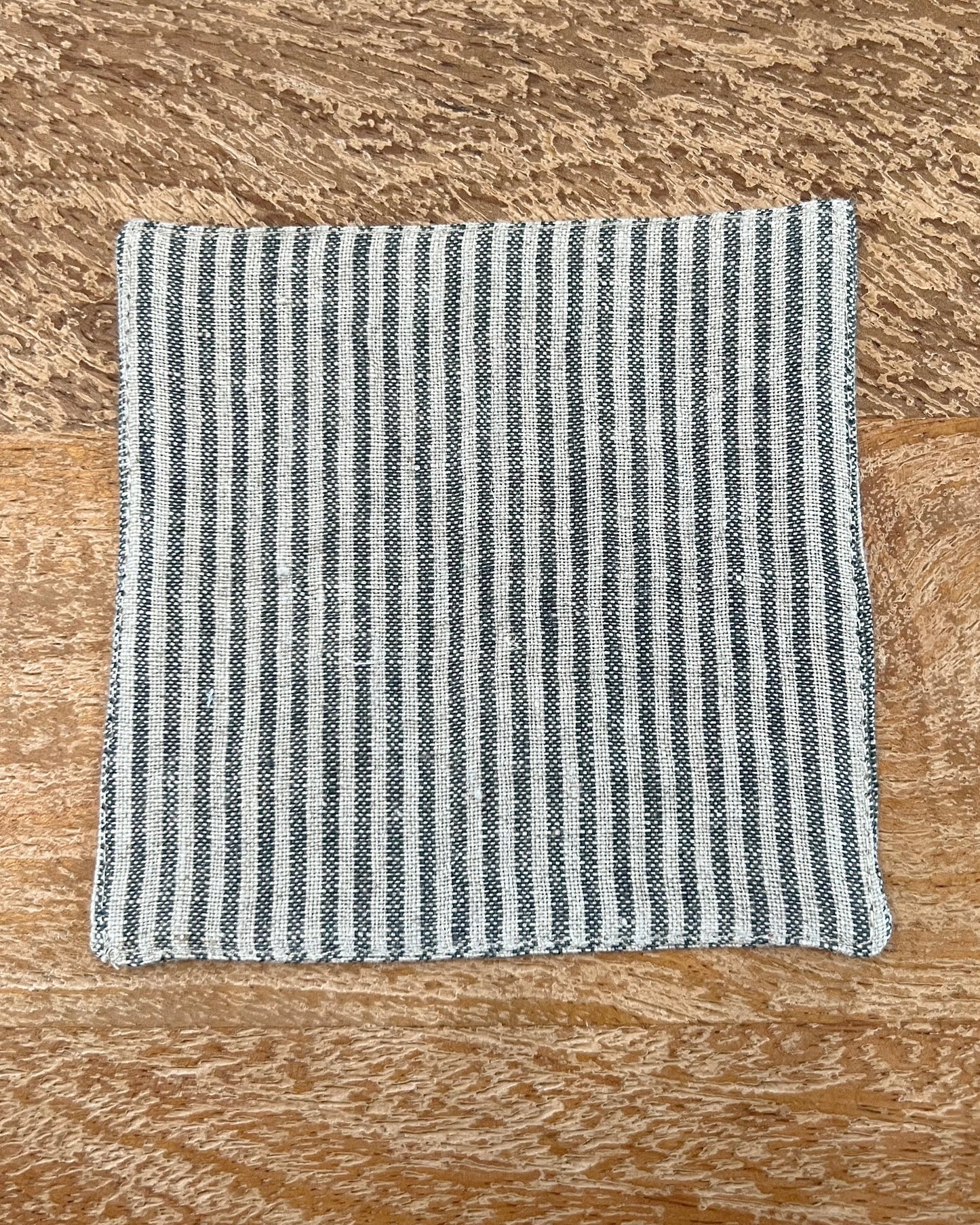 linen coaster set - dark gray stripe