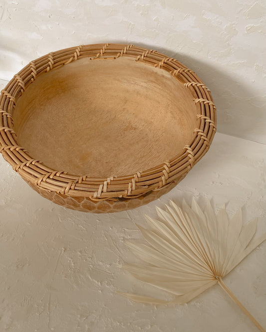 mango wood woven bowl