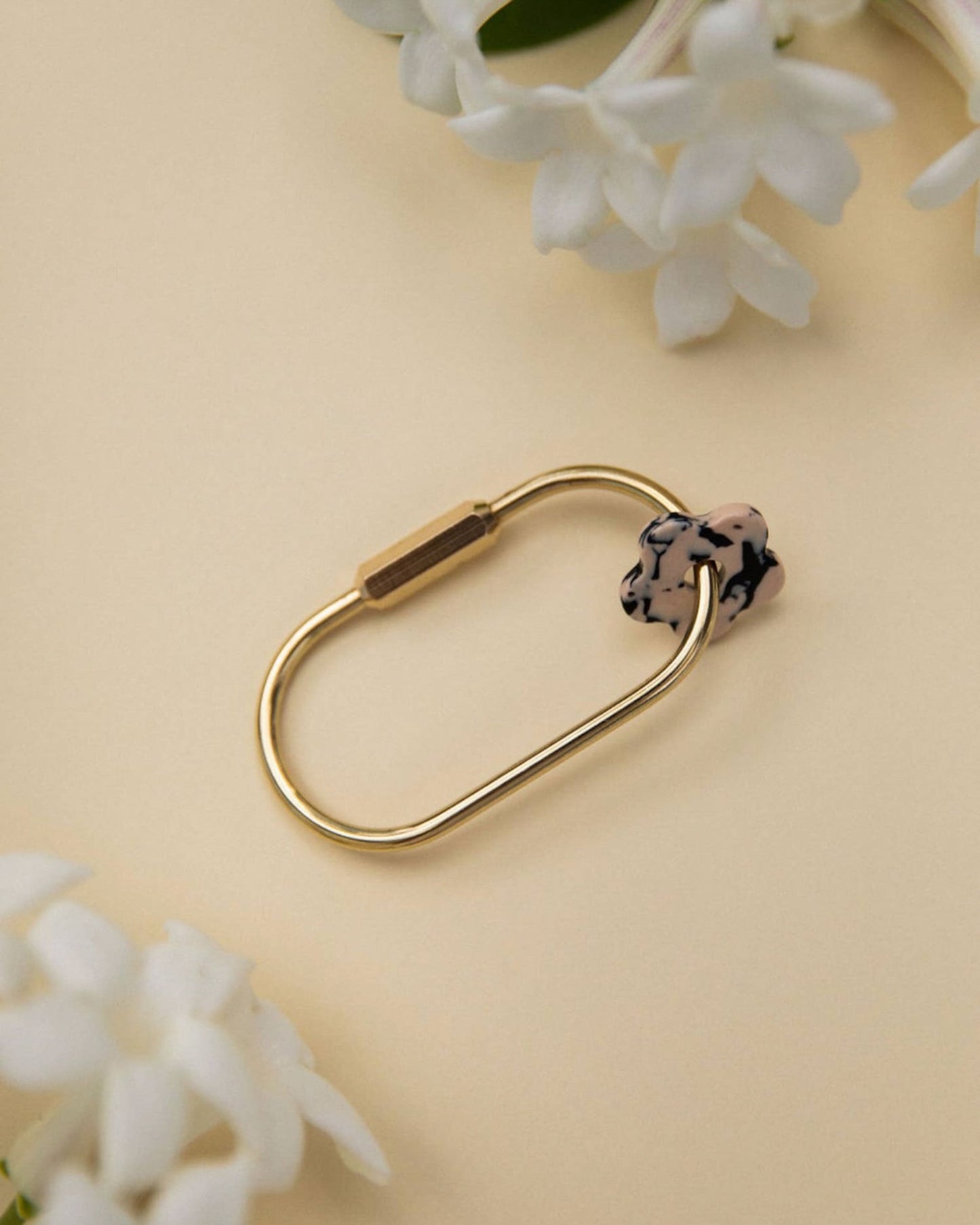 brass flower keychain